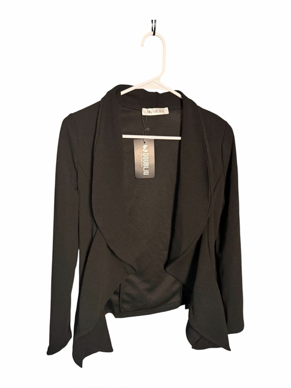 Doublju Black Open-Front Waterfall Blazer